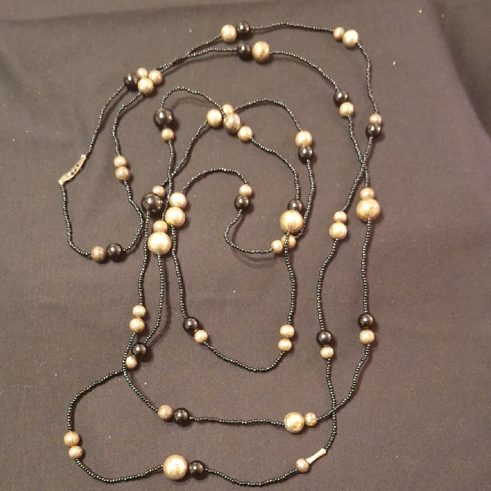 Vintage Copper/gold/black Beaded Chain